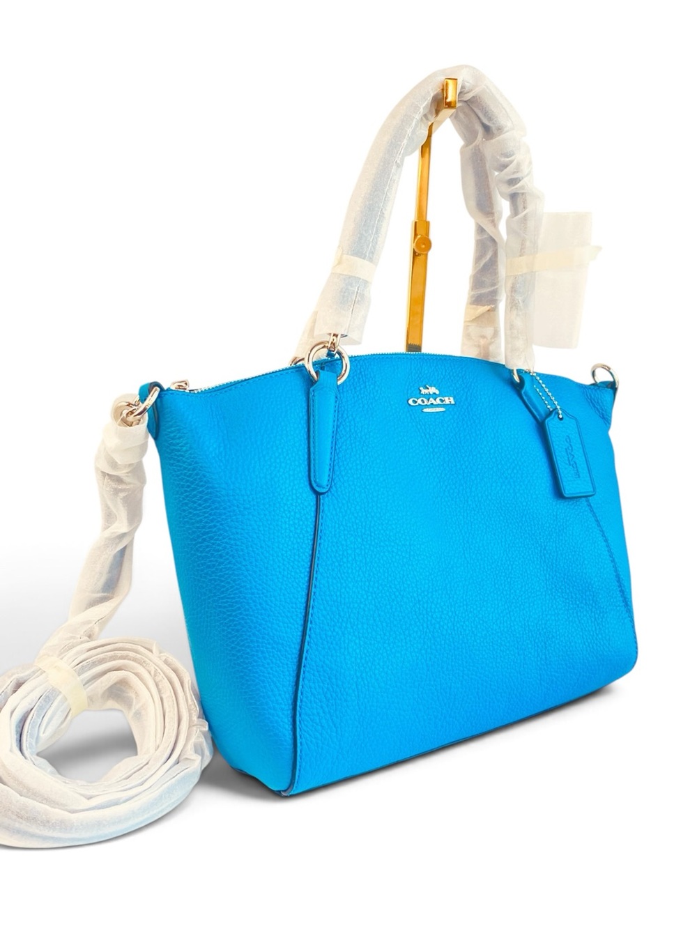Coach NWT Kelsey Pebble Leather Satchel in Bright Blue - Picture 11 of 11
